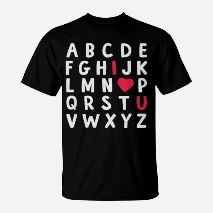 Abc Alphabet I Love You English Teacher Valentines Day T-Shirt