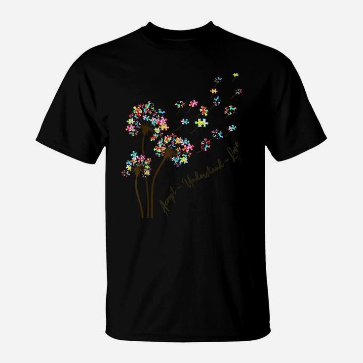 Accept Understand Love Dandelion Flower Autism Awareness T-Shirt