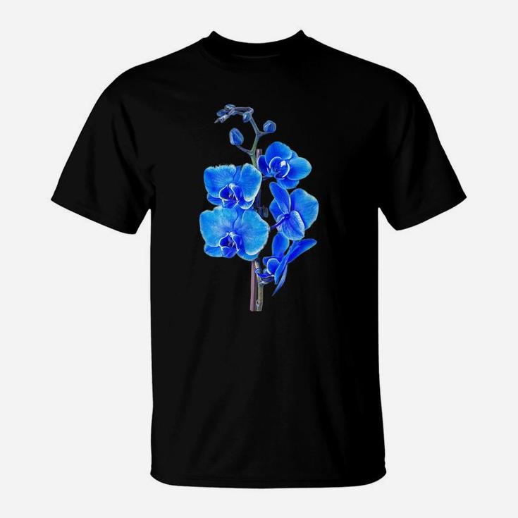 Aesthetic Blue Orchid Flower Shirt Floral Lover Gift Shirt T-Shirt