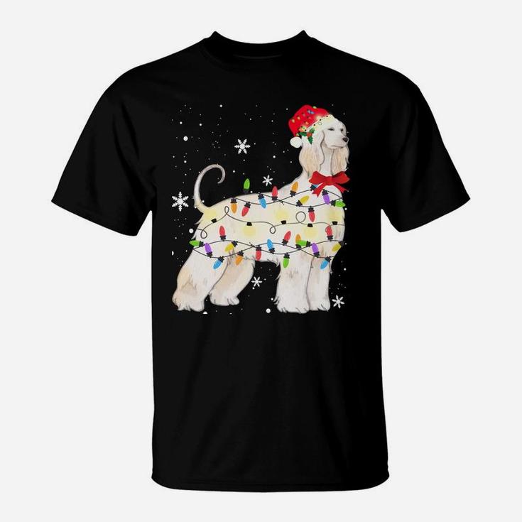 Afghan Hound Dog Christmas Light Xmas Mom Dad Gifts Sweatshirt T-Shirt