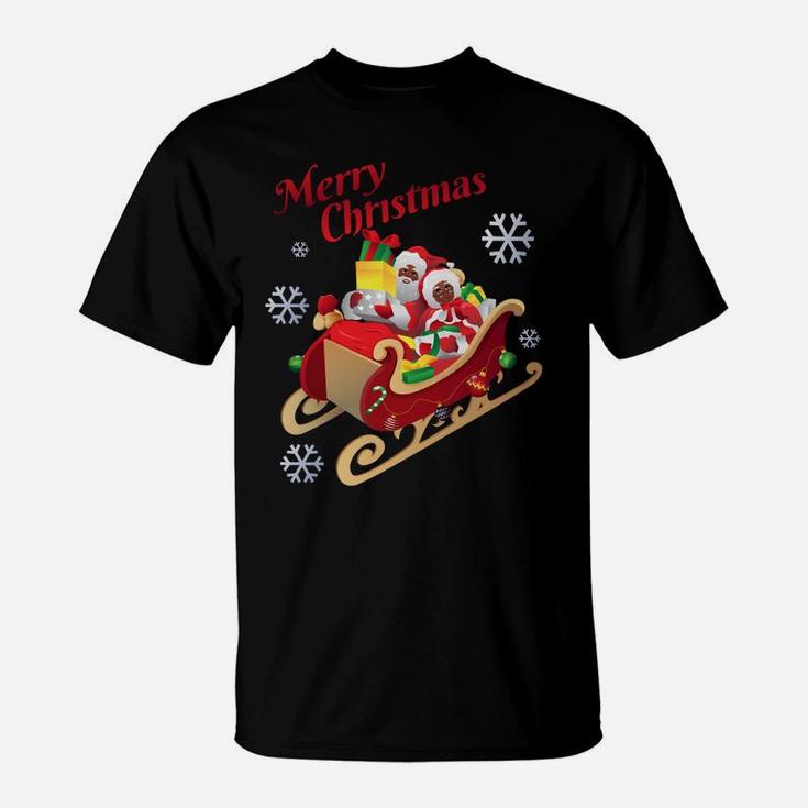 African American Santa Claus & Mrs Claus Merry Christmas Sweatshirt T-Shirt