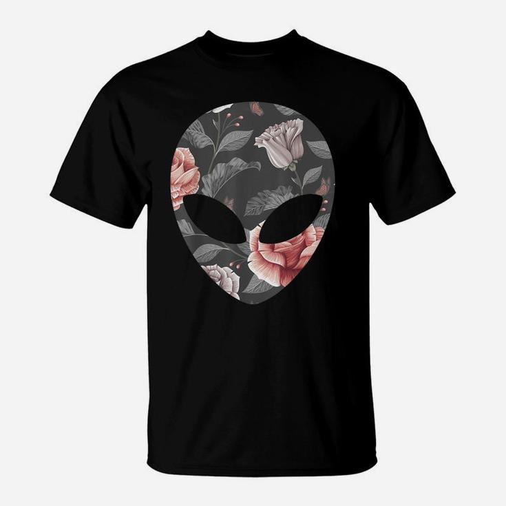 Alien Head Face Tropical Floral Flower Rose T-Shirt