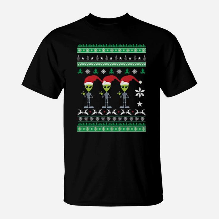 Alien With Santa Hat Ugly T-Shirt