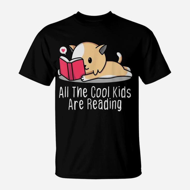 All The Cool Kids Are Reading Tee Book Cat Lovers T-Shirt