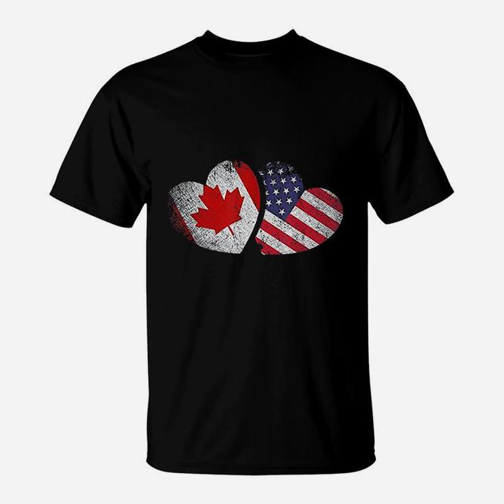 American Canadian Heart Valentines Day T-Shirt