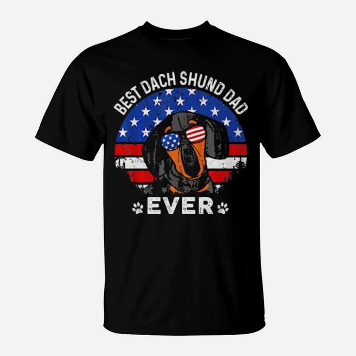 American Flag 4Th Of July Dachshund Gifts Dachsie Dad T-Shirt