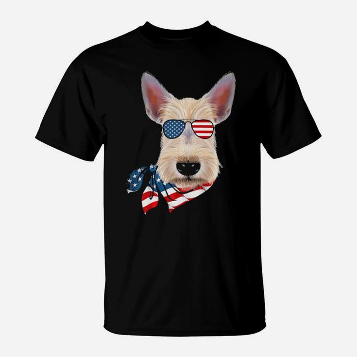 American Flag Scottie Patriotic 4Th Of July T-Shirt