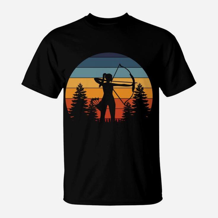 Archery Girl, Archer Bow, Vintage Retro Sunset, Nice Woman T-Shirt