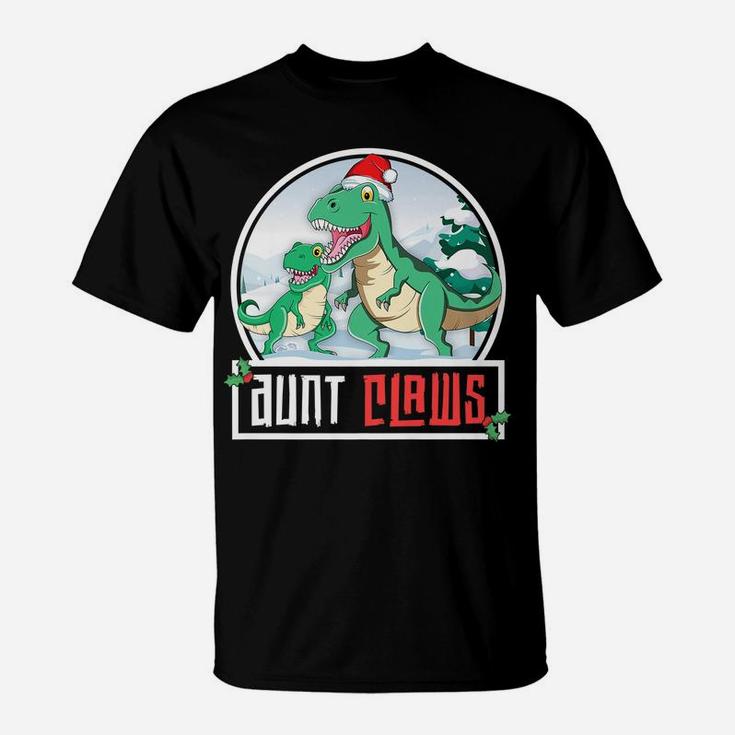 Aunt Claws Saurus T-Rex Dinosaur Matching Family Christmas T-Shirt