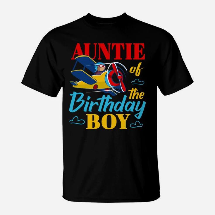 Auntie Of The Birthday Boy Kids Airplane Party Matching Gift T-Shirt