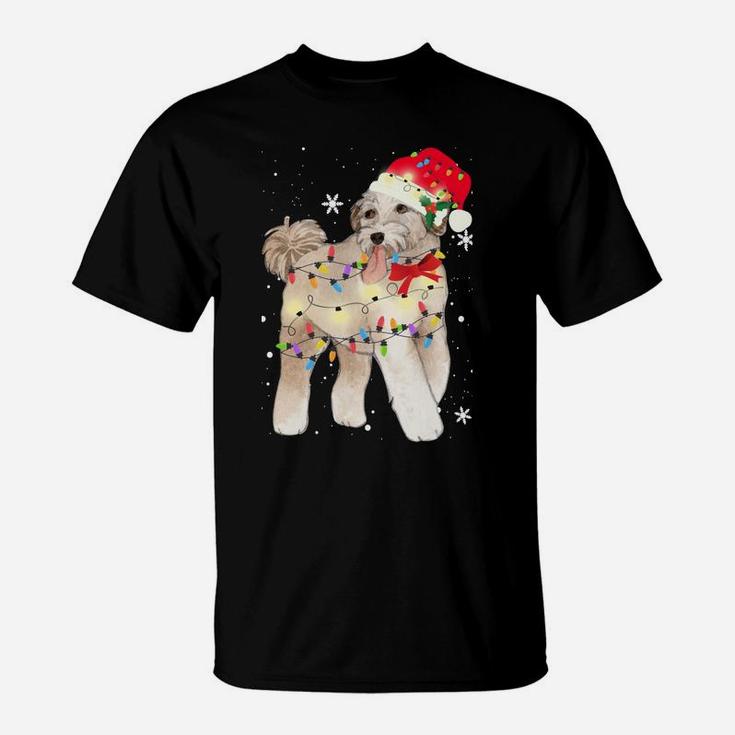 Aussiedoodle Dog Christmas Light Xmas Mom Dad Gifts Sweatshirt T-Shirt