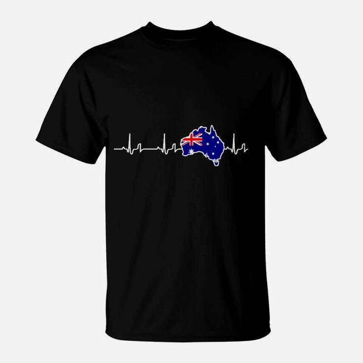 Australien Herzschlag Flagge Unisex T-Shirt Schwarz, Patriotisches Design