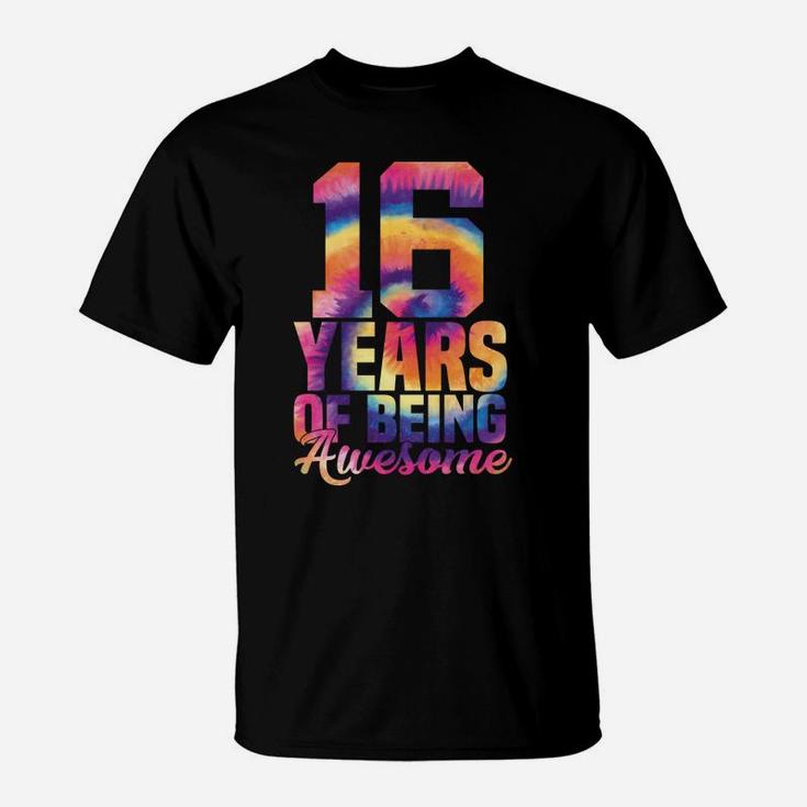 Awesome 16Th Birthday Sixteen 16 Years Old Tie Dye Men Kids T-Shirt