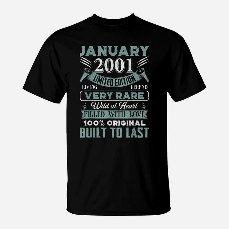 Awesome January 2001 19Th Birthday Gift Lover 19 Years Bday T-Shirt