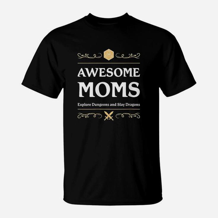 Awesome Moms Explore Dungeons D20 Dice Tabletop Rpg Gamer T-Shirt
