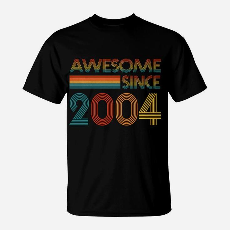 Awesome Since 2004 17Th Birthday For Men Women Retro Vintage T-Shirt