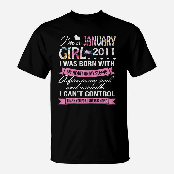 Awesome Since 2011 11Th Birthday I'm A January Girl 11 T-Shirt