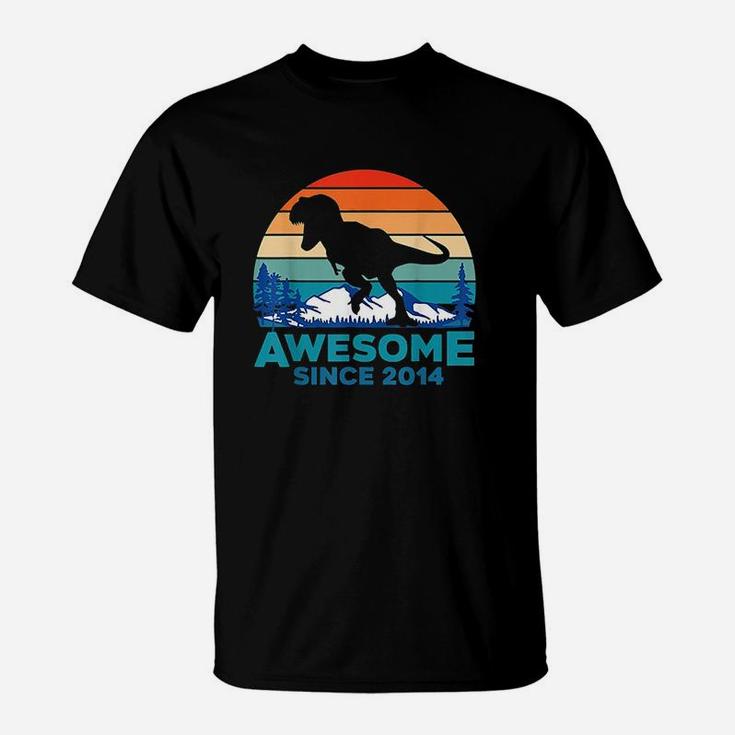 Awesome Since 2014 7 Years Old Dinosaur Gift T-Shirt