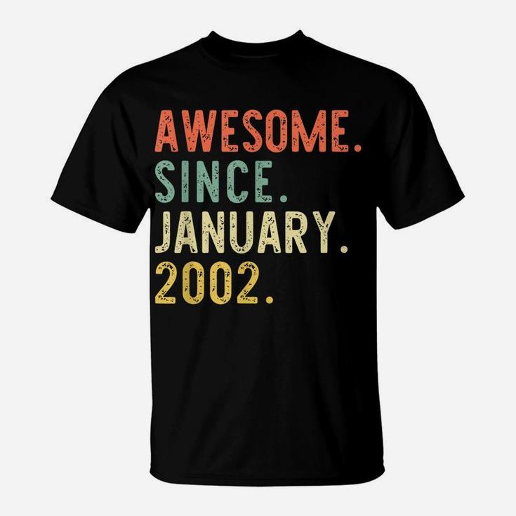 Awesome Since January 2002 19Th Birthday Gift 19 Years Old T-Shirt