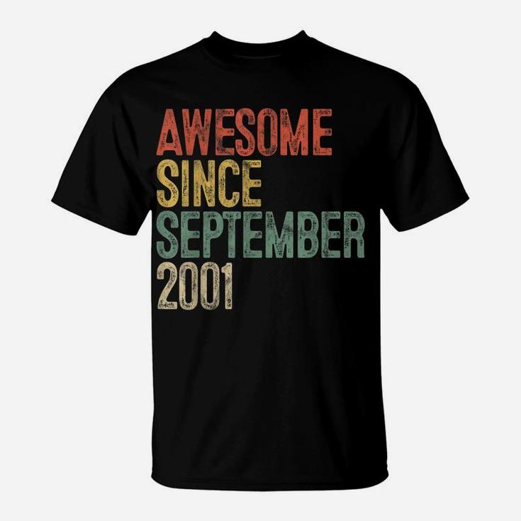 Awesome Since September 2001 19Th Birthday Gifts 19 Year Old T-Shirt