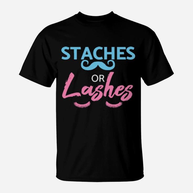 Baby Shower Gender Reveal Staches Or Lashes T-Shirt