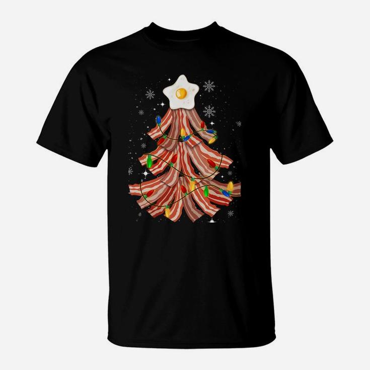Bacon Christmas Tree Egg Top Xmas | Funny Pork Lover Party Sweatshirt T-Shirt