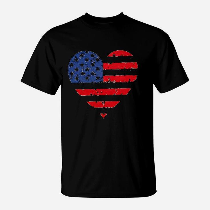 Bangely American Flag Heart T-Shirt