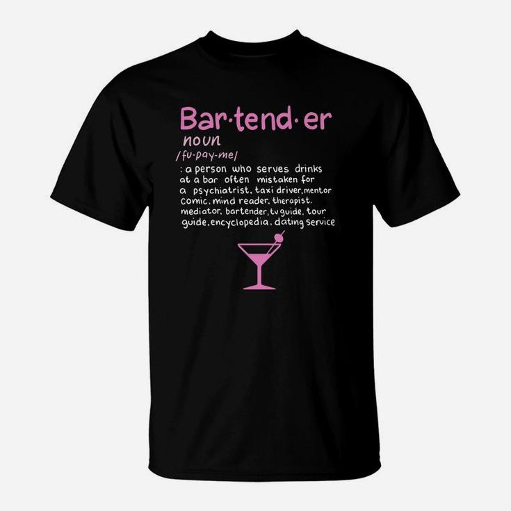 Bartender Noun Definition Longsleeve Funny Cocktail Bar Gift T-Shirt