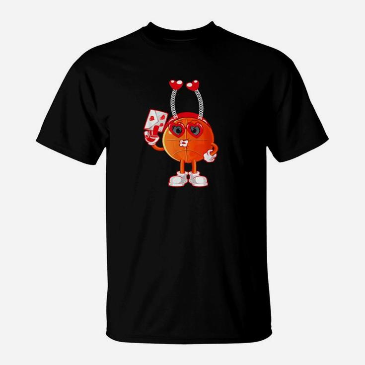 Basketball Headband Heart Glasses Valentines Day T-Shirt