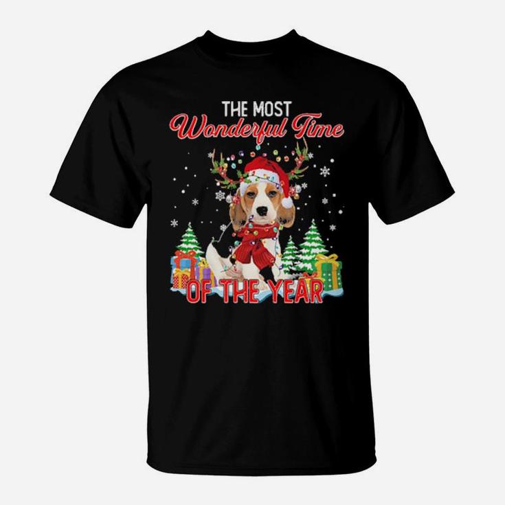 Beagle Santa The Most Wonderful Time Of The Year T-Shirt