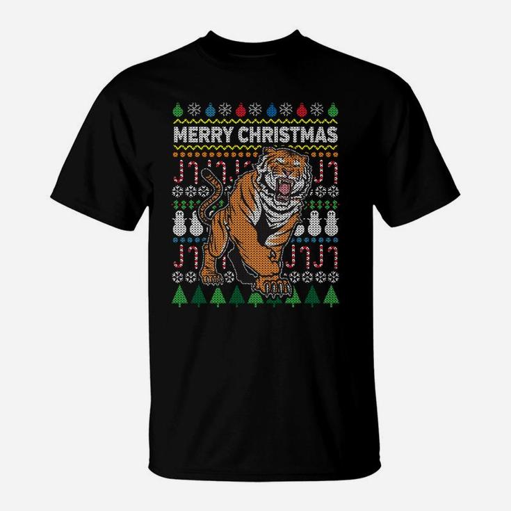 Beautiful Tiger Merry Christmas Ugly Xmas Big Cat Design Sweatshirt T-Shirt
