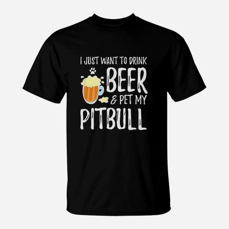 Beer And Pitbull Funny Dog Mom Or Dog Dad Gift Idea T-Shirt