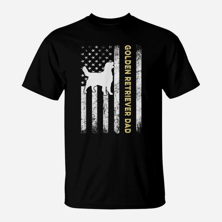 Best Golden Retriever Dad Ever Shirt Dog Lover American Flag T-Shirt