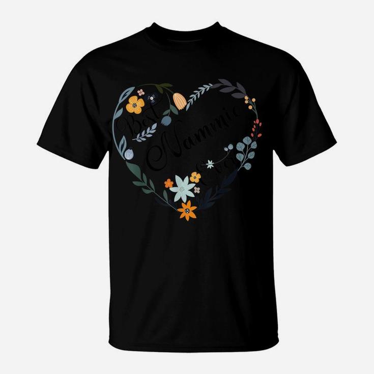 Best Nammie Ever Heart Flower Blessed Grandma Mother's Day T-Shirt