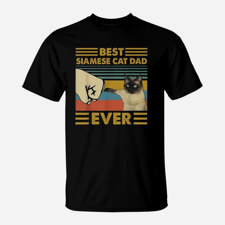 Best Siamese Cat Dad Ever Retro Vintage Sunset T-Shirt