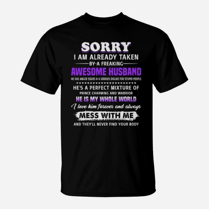 Best Wife Taken By Awesome Husband Retro Him Her Birthday Valentines Family T-Shirt
