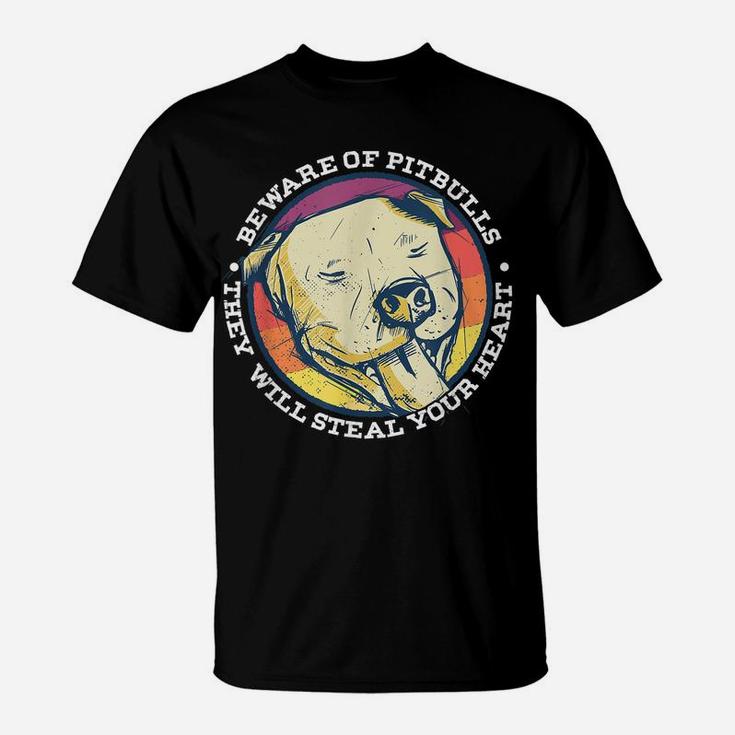 Beware Of Pitbulls Dogs Owner Puppy Dog Breed Pet Lovers T-Shirt