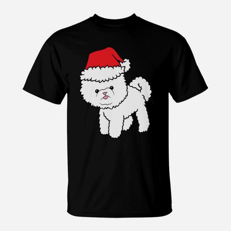 Bichon Frise Dog With Santa Hat Christmas Bichon Frise Sweatshirt T-Shirt