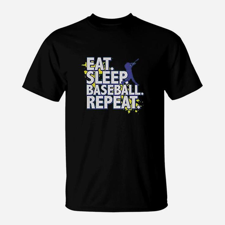Big Boys Eat Sleep Baseball Repeat T-Shirt