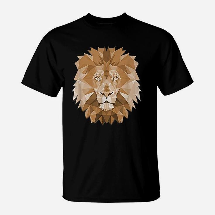 Big Lion Face Graphic Animal Polygon T-Shirt