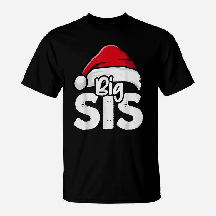 Big Sis Christmas Older Sister Santa Hat Girls X-Mas Pajama T-Shirt