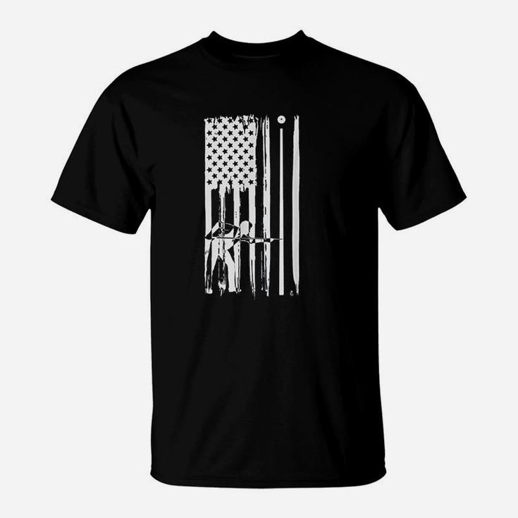 Billiard Pool Player American Usa Flag T-Shirt