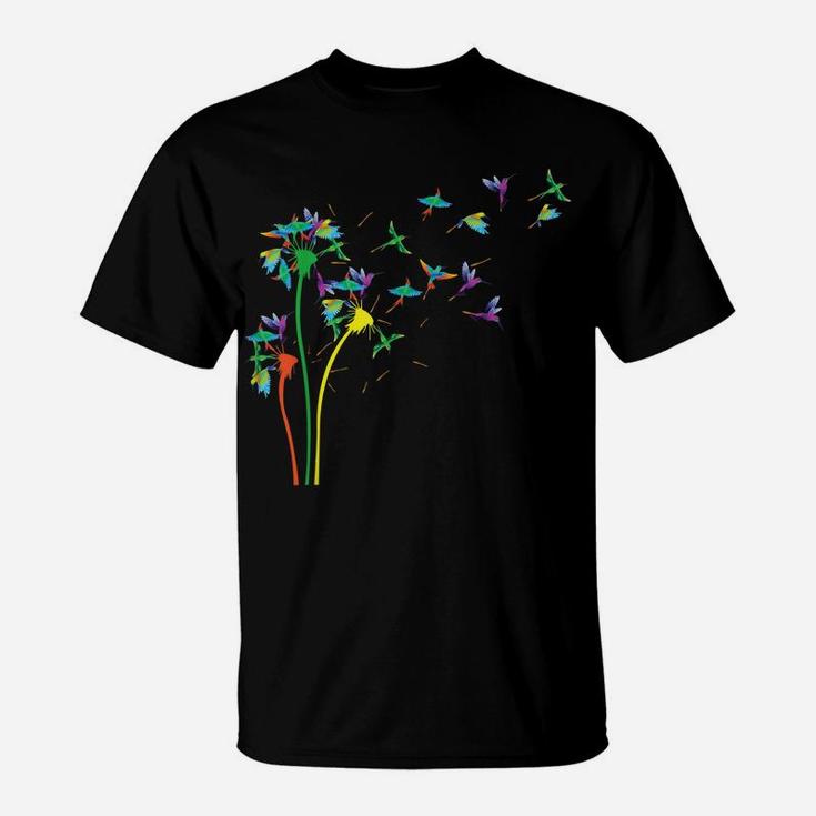 Birds Flower Fly Dandelion Swallow, Macaw, Birds Lover T-Shirt