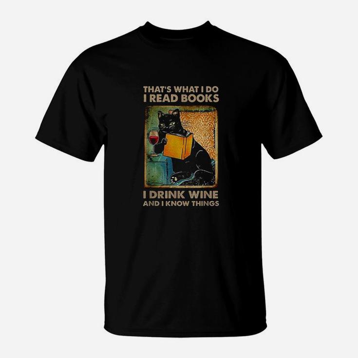 Black Cat That’S What I Do I Read Books T-Shirt