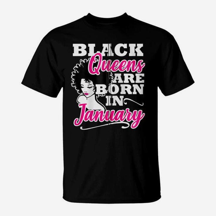 Black Queen January Birthday Gift Capricorn Aquarius Women Zip Hoodie T-Shirt