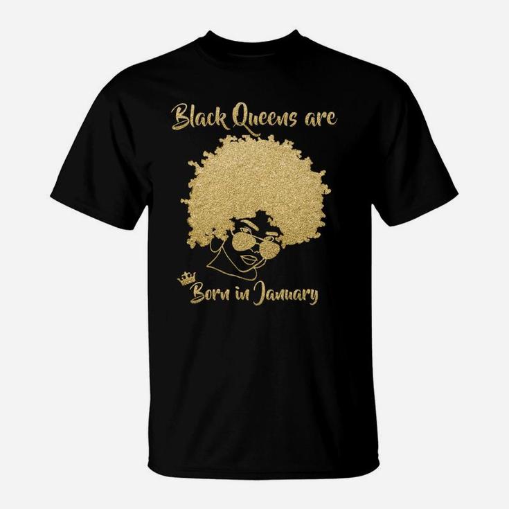 Black Queen January Birthday Gift Woman Afro Choclit Melanin Sweatshirt T-Shirt