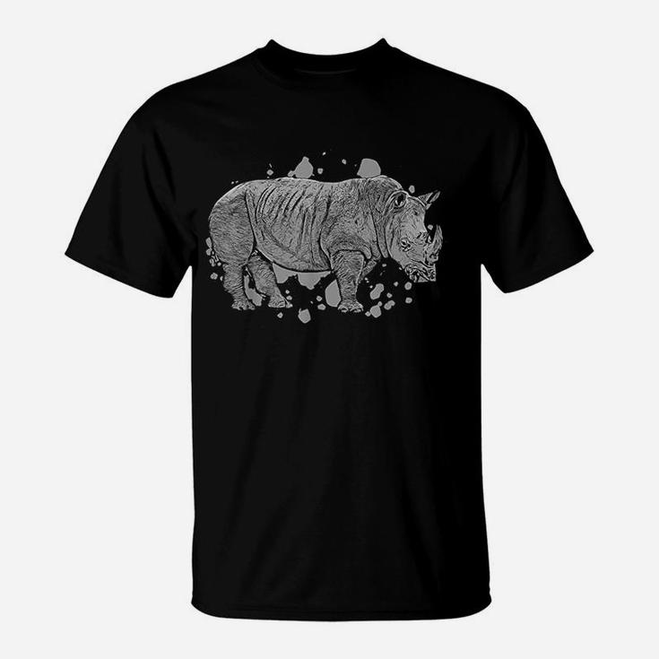 Black Rhino Graphic Animal Safari Wild Animal Rhino T-Shirt