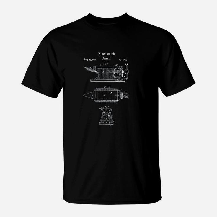 Blacksmith Anvil Blueprint T-Shirt