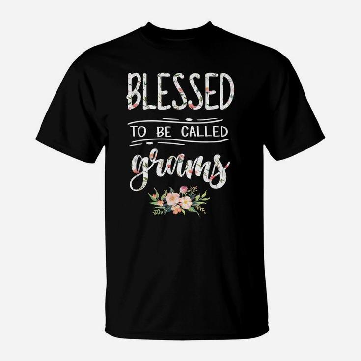 Blessed To Be Called Grams Floral Flower T-Shirt