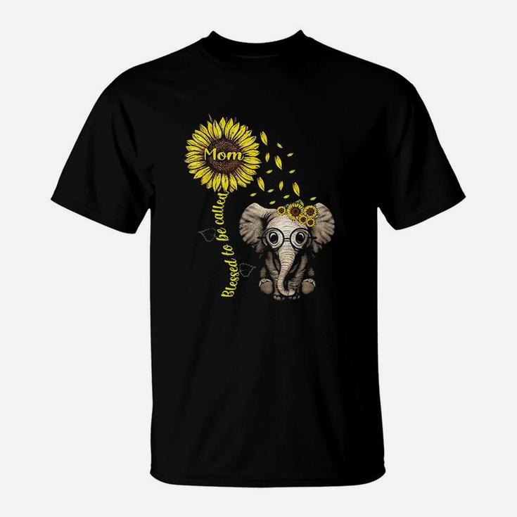 Blessed To Be Called Mom Sunflower Elephant Sunflower T-Shirt